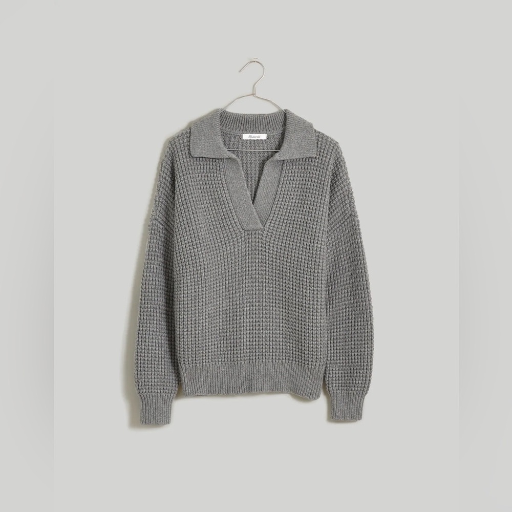 Madewell Waffle-Knit Henley Sweater -XS